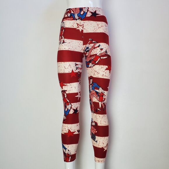FLASH SALE NEW LuLaRoe Red Uncle Sam Leggings - Picture 1 of 7
